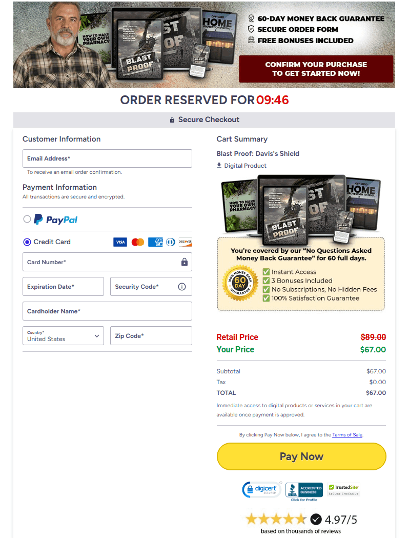 online checkout for survival preparedness guide purchase